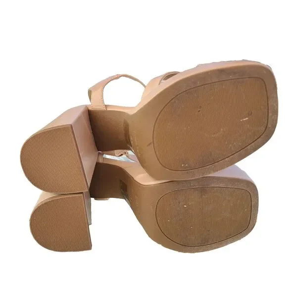 DREAM PAIRS Square Toe Platform Chunky Heel Sandals 8.5 Graduation Wedding Dance - Picture 4 of 10